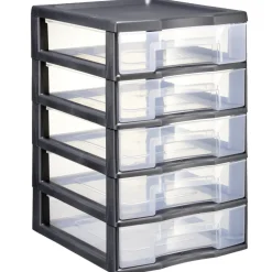 Rangement|Gifi Tour de rangement 5 tiroirs format A6+ noir
