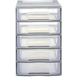 Rangement|Gifi Tour de rangement 5 tiroirs format A6+ gris