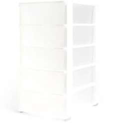 Rangement|Gifi Tour de rangement 5 tiroirs plastique blanc 37x27xH103cm