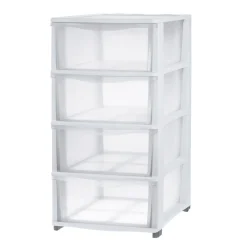 Rangement|Gifi Tour de rangement 4 tiroirs plastique blanc 37x27xH82,7cm