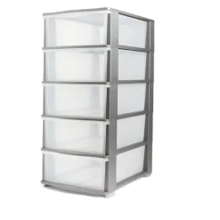 Rangement|Gifi Tour de rangement 5 tiroirs plastique gris 37x27xH103cm