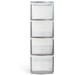 Rangement|Gifi Tour de rangement 4 tiroirs plastique gris 37x27xH82,7cm