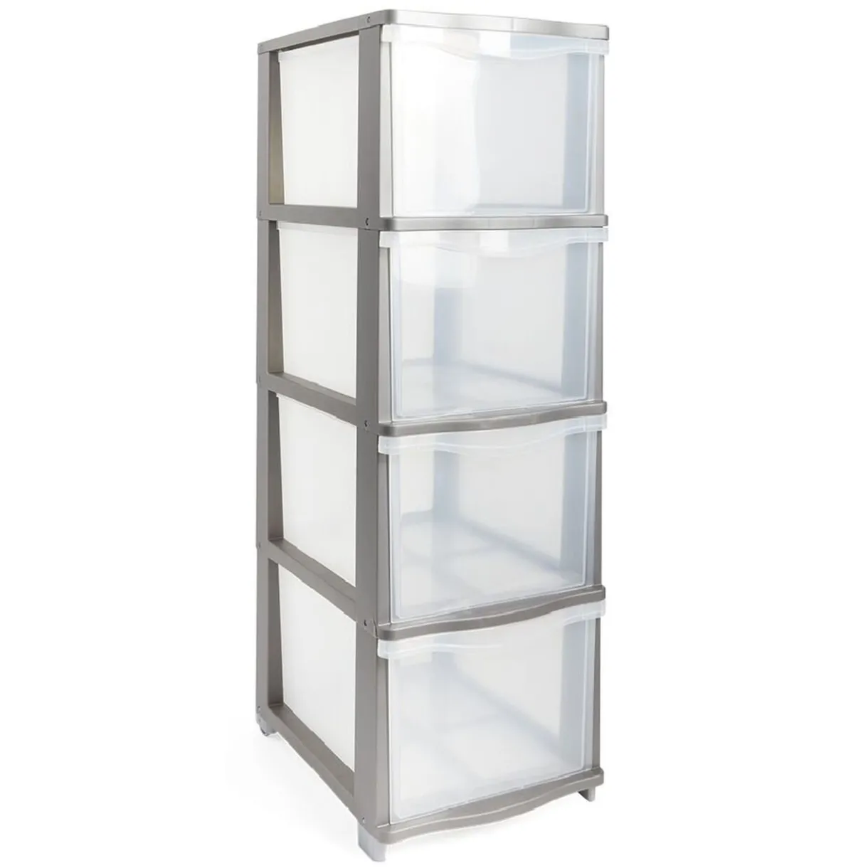 Rangement|Gifi Tour de rangement 4 tiroirs plastique gris 37x27xH82,7cm
