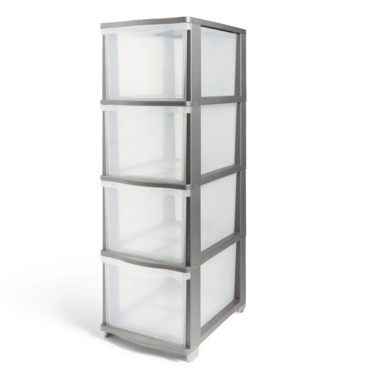 Rangement|Gifi Tour de rangement 4 tiroirs plastique gris 37x27xH82,7cm