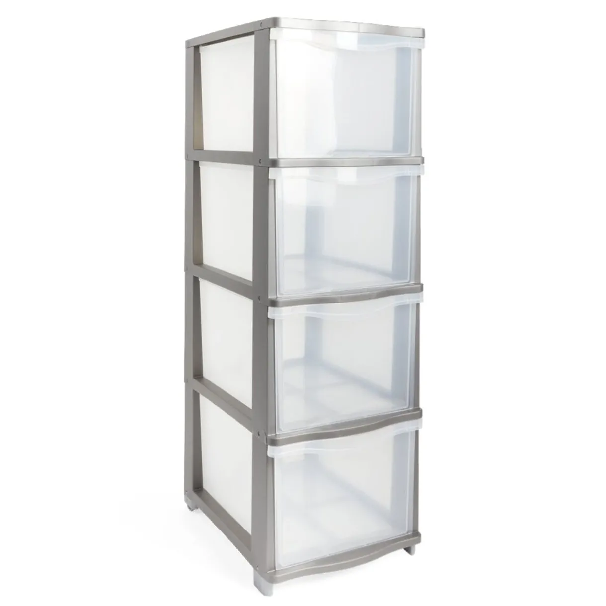 Rangement|Gifi Tour de rangement 4 tiroirs plastique gris 37x27xH82,7cm