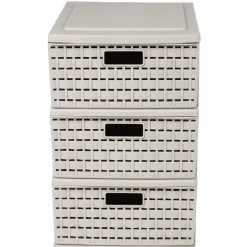 Rangement|Gifi Tour de rangement A5 3 tiroirs à poignée design rotin taupe