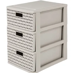 Rangement|Gifi Tour de rangement A5 3 tiroirs à poignée design rotin taupe