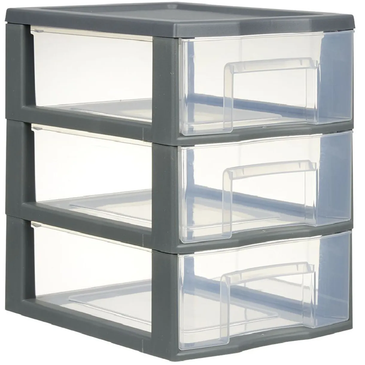 Rangement|Gifi Tour de rangement A5 3 tiroirs grise et transparente 6 L