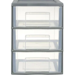 Rangement|Gifi Tour de rangement A5 3 tiroirs grise et transparente 6 L