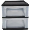 Rangement|Gifi Tour de rangement A4 2 tiroirs noir et transparent 14 L