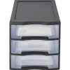 Rangement|Gifi Tour de rangement A4 3 tiroirs noir et transparent 12 L