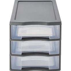 Rangement|Gifi Tour de rangement A4 3 tiroirs grise et transparente 12L