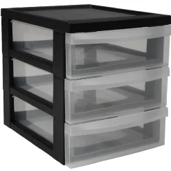 Rangement|Gifi Tour de rangement A5 noire 3 tiroirs transparent 6 L