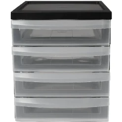 Rangement|Gifi Tour de rangement A5 noire 4 tiroirs transparent