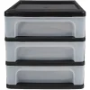 Rangement|Gifi Tour de rangement A4 noire 3 tiroirs transparent 12 L