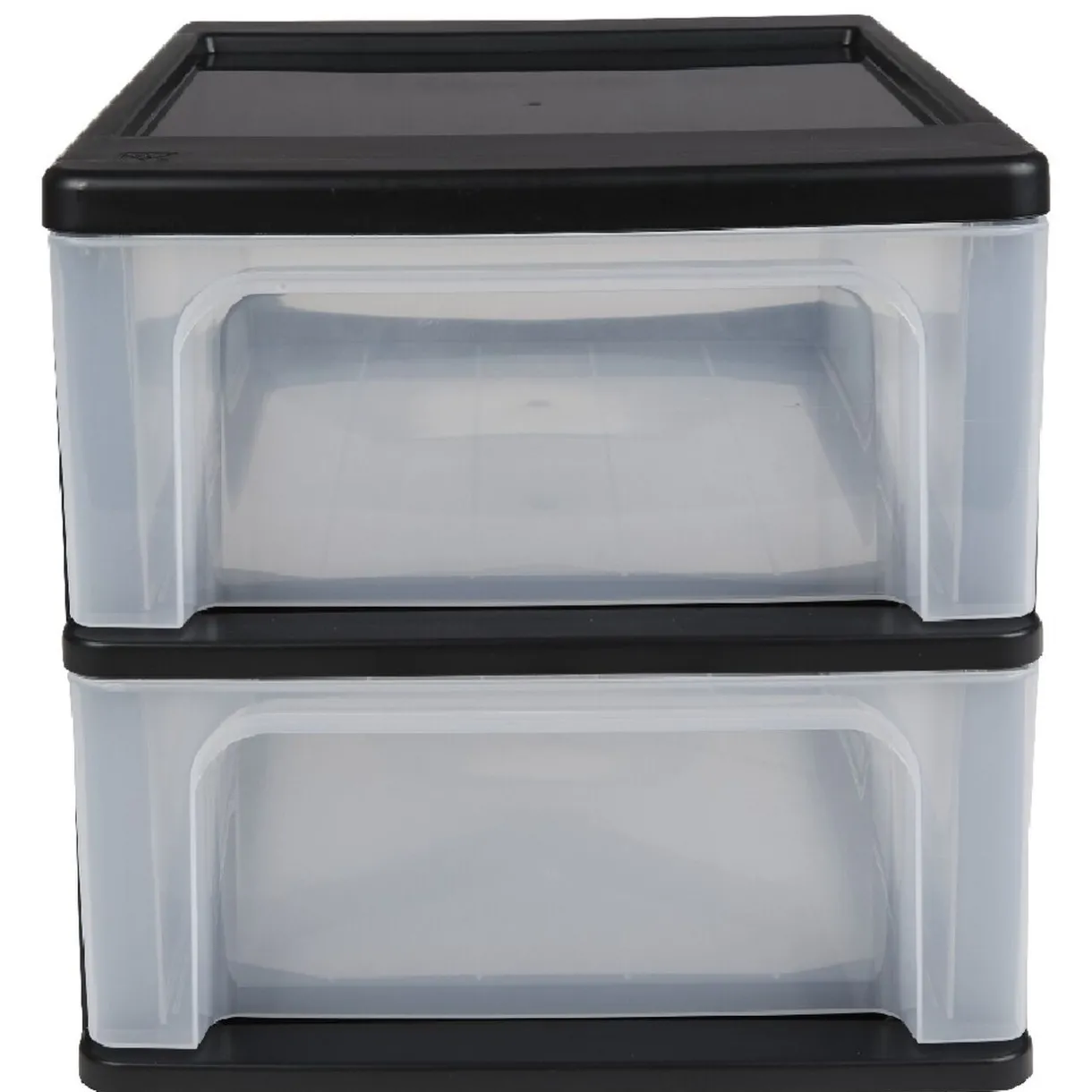 Rangement|Gifi Tour de rangement A4 noire 2 tiroirs transparent 14 L