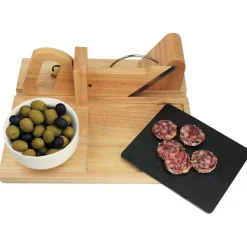 Trancheuse à saucisson manuelle bambou plateau ardoise^Gifi Hot
