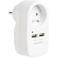 Gifi Triplite 1 prise 2 usb blanche
