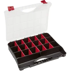 Rangement|Gifi Valisette brico 18 compartiments transparente et noire