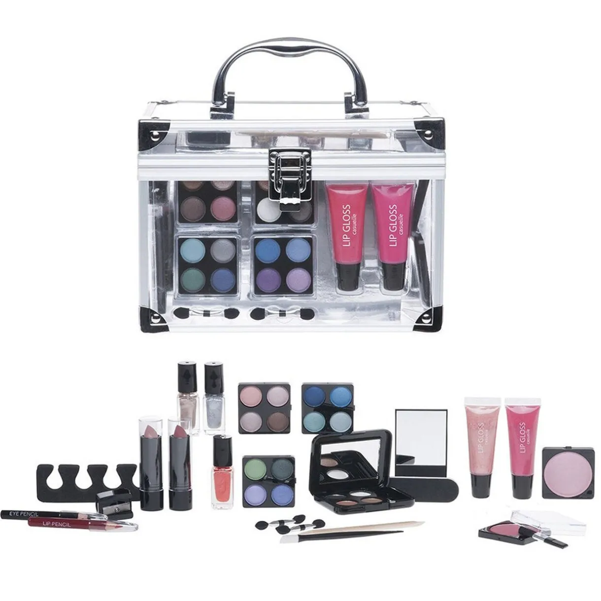Discount Gifi Vanity cosmétique transparent complet 42 pièces