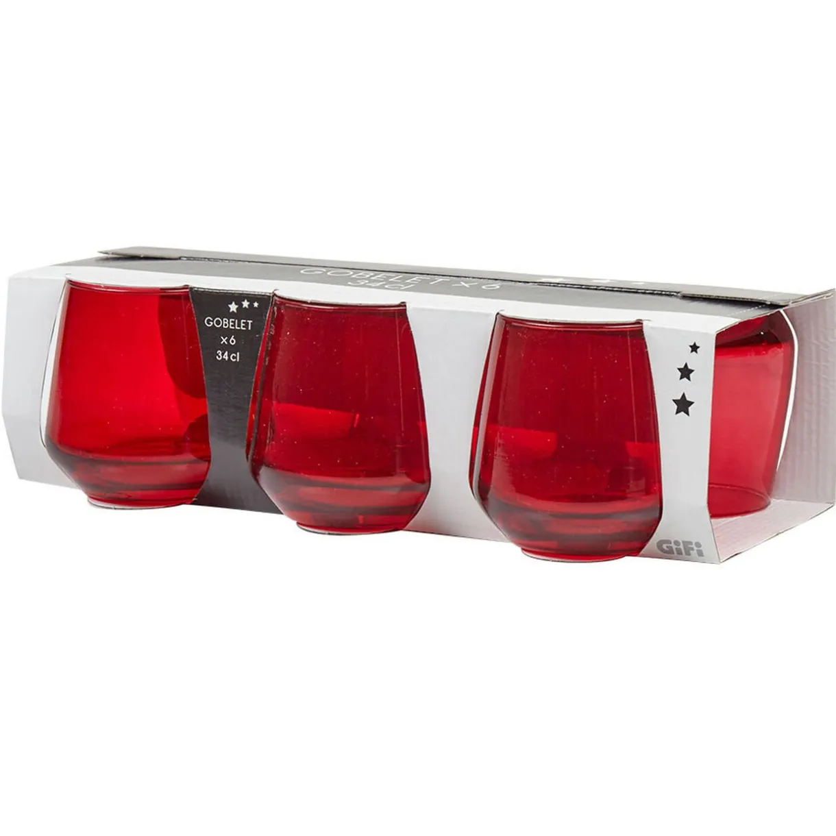 Verre à eau rouge translucide x6^Gifi Hot