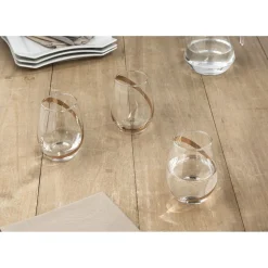 Verre à eau transparent motif ruban doré x3^Gifi Clearance