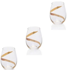 Verre à eau transparent motif ruban doré x3^Gifi Clearance