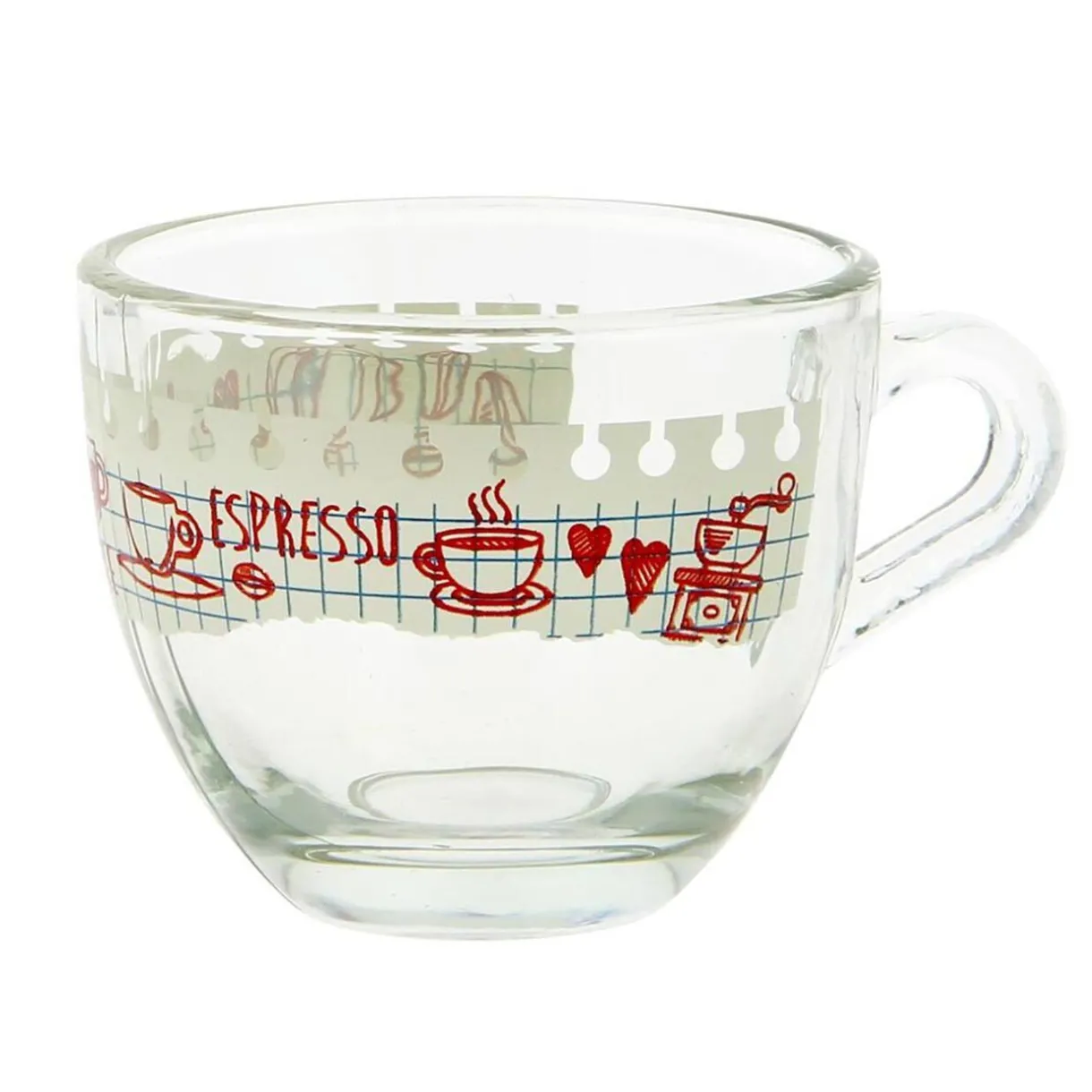 Verre à expresso 7,5 cl transparent motif bloc note petit déjeuner^Gifi Hot