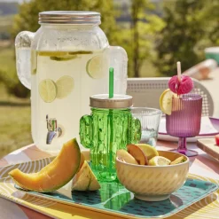 Verre à pied strié 300ml plastique Ø8xH12,5cm- 3 coloris^Gifi