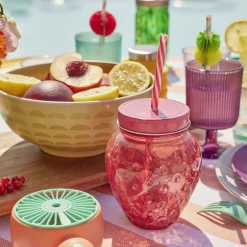 Verre à pied strié 300ml plastique Ø8xH12,5cm- 3 coloris^Gifi