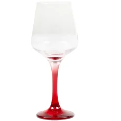 Verre à vin pied rouge translucide x6^Gifi Clearance