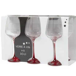 Verre à vin pied rouge translucide x6^Gifi Clearance