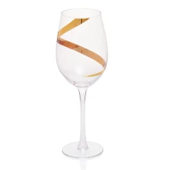 Verre à vin transparent motif ruban doré x3^Gifi Online