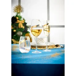 Verre à vin transparent motif ruban doré x3^Gifi Online