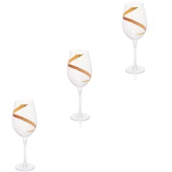 Verre à vin transparent motif ruban doré x3^Gifi Online