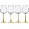 Verre à vin transparent pied doré x4^Gifi