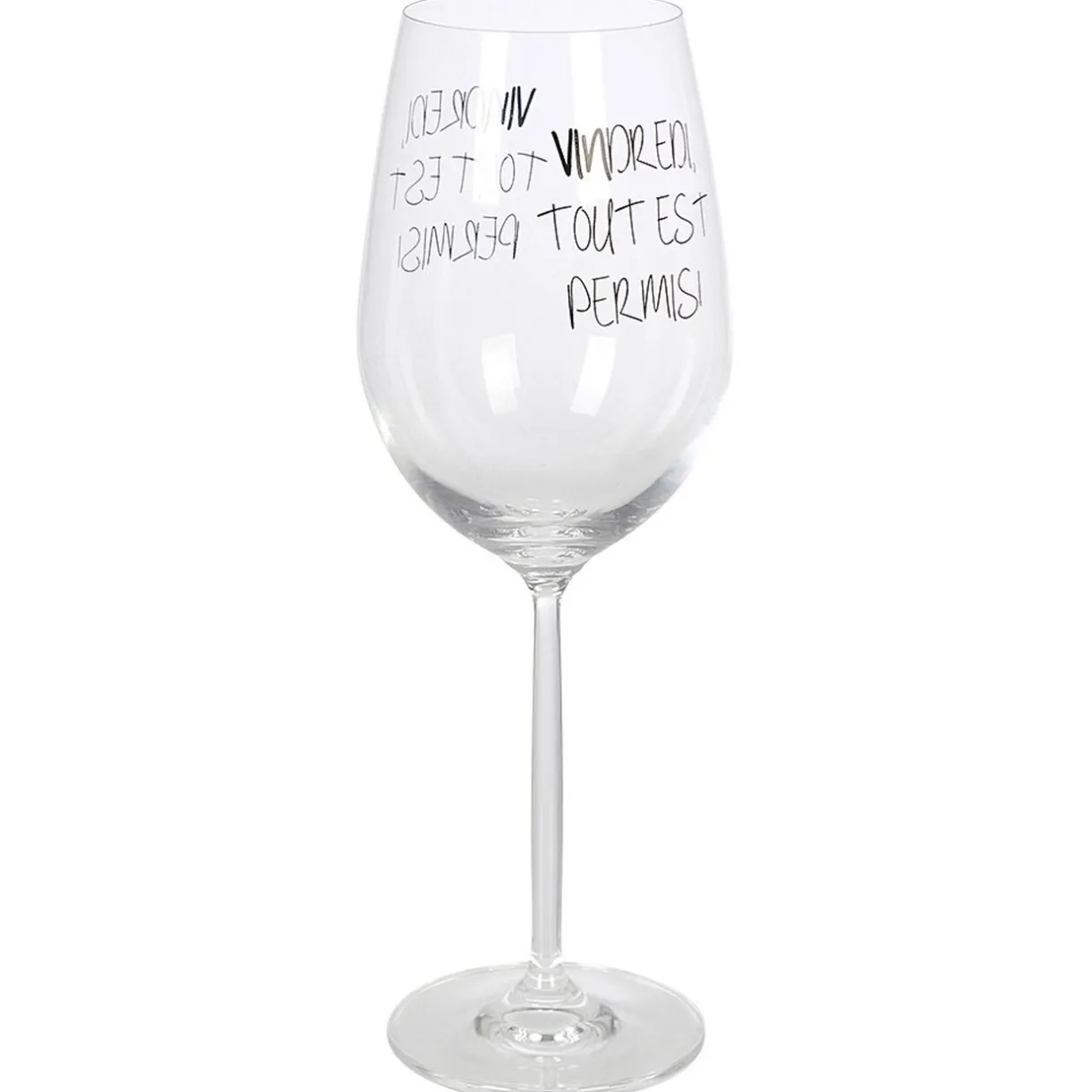 Verre à vin XL sur pied inscription Vendredi tout est permis ! 75 cl^Gifi Best