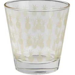 Verre bas style tropical motif ananas doré 25cl x3^Gifi Hot