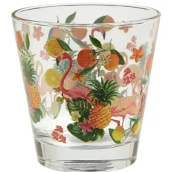 Verre bas style tropical motif fruits et flamant rose 25cl^Gifi Discount
