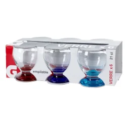 Verre bas sur pied coloré x6^Gifi Outlet