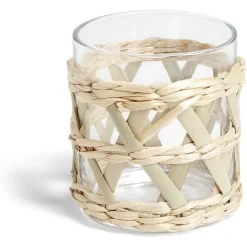 Verre bas transparent avec raphia Ø8xH9cm^Gifi Clearance