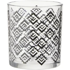 Verre bas transparent motif ethnique noir 25cl x2^Gifi New