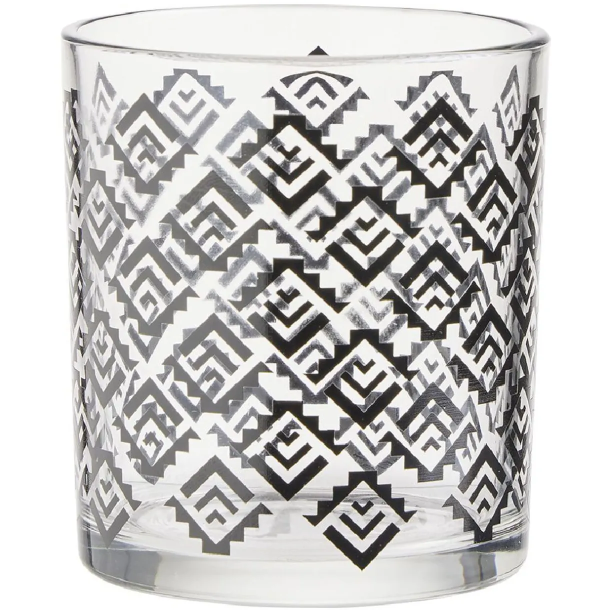 Verre bas transparent motif ethnique noir 25cl x2^Gifi New