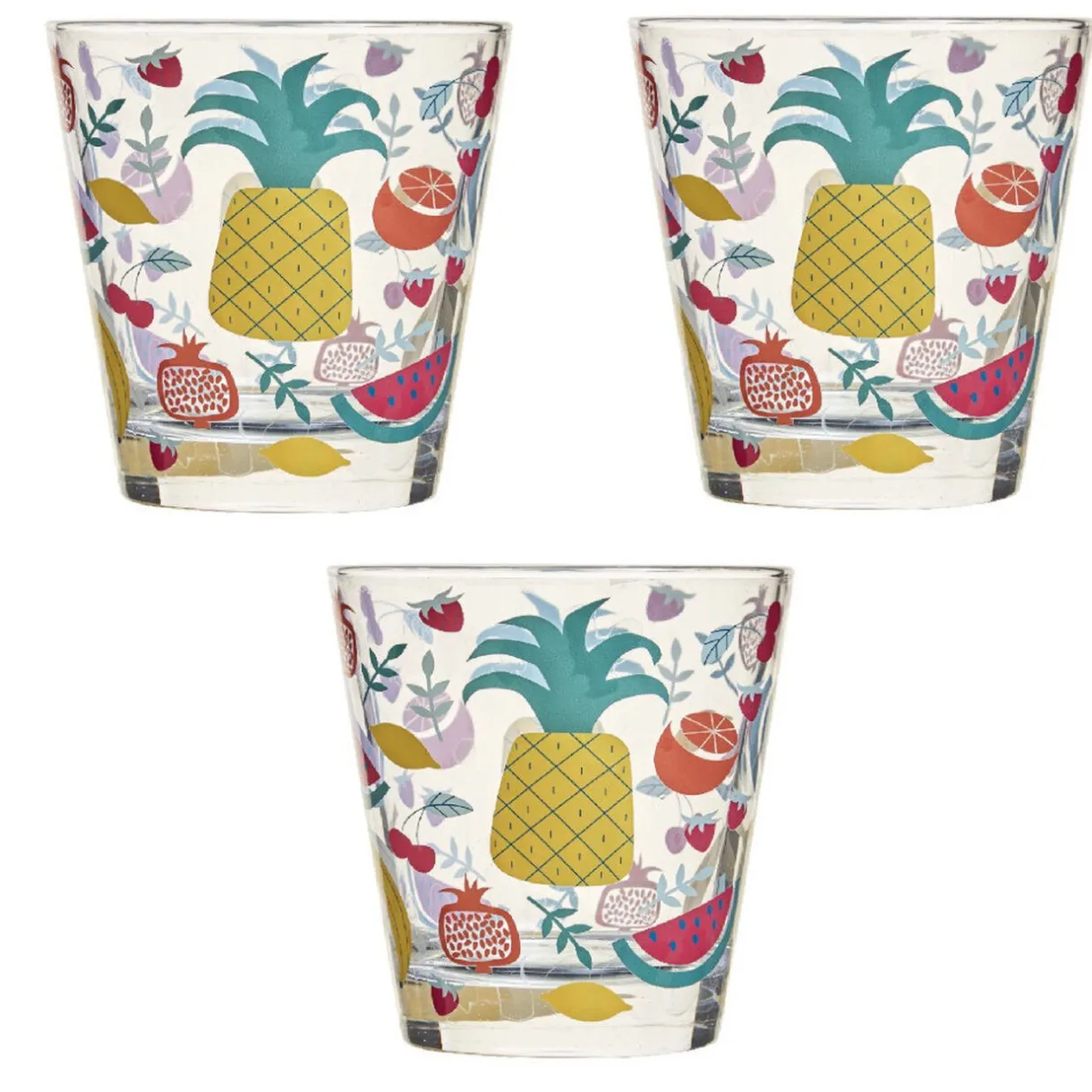 Verre gobelet transparent déco fruits exotiques x 3^Gifi Discount