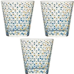 Verre gobelet transparent déco triangles multicolore x 3^Gifi Sale