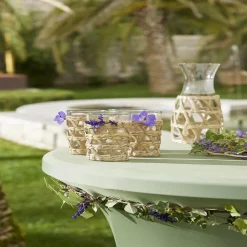 Verre haut transparent avec raphia Ø8xH12,5cm^Gifi Discount