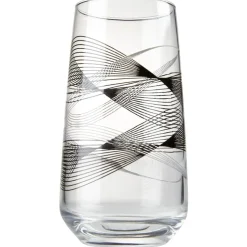 Verre haut transparent motif graphisme ligne noire 48 cl^Gifi Discount