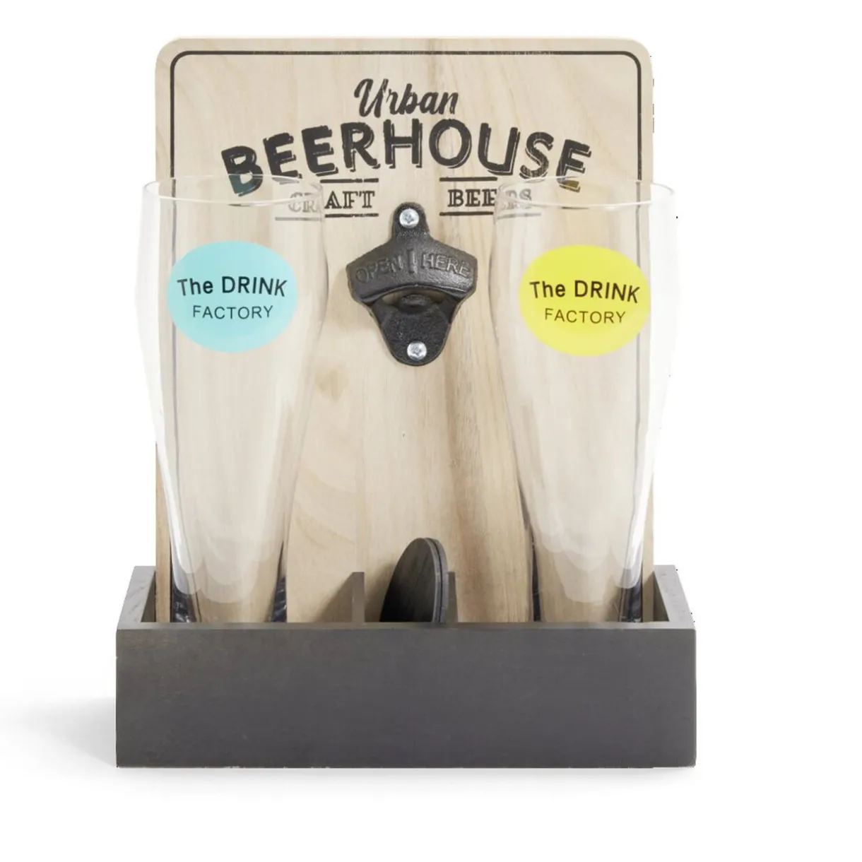 Verres à bière 50cl x2 avec support décapsuleur et 2 sous verres^Gifi Outlet