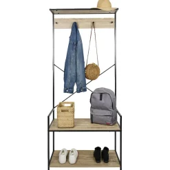 Rangement|Gifi Vestiaire métal et bois 4 crochets 2 niveaux 1 étagère