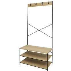 Rangement|Gifi Vestiaire métal et bois 3 étagères 4 crochets L80x40xH170cm